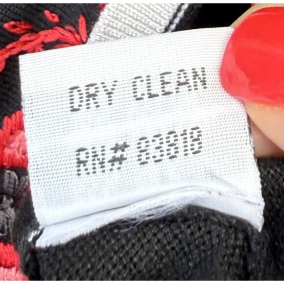 Austin Reed Black Embroidered Floral Cardigan Top Womens L Silk Blend Vintage - Picture 7 of 7